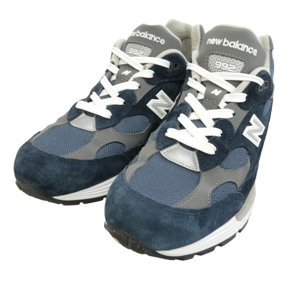 NEW BALANCE ニューバランス U992NY MADE in USA 992 Navy ネイビー スエード メッシュ スニーカー ネイビー系 グレー系 26cm【中古】
