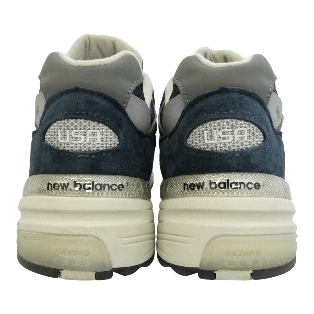 NEW BALANCE ニューバランス U992NY MADE in USA 992 Navy ネイビー スエード メッシュ スニーカー ネイビー系 グレー系 26cm【中古】