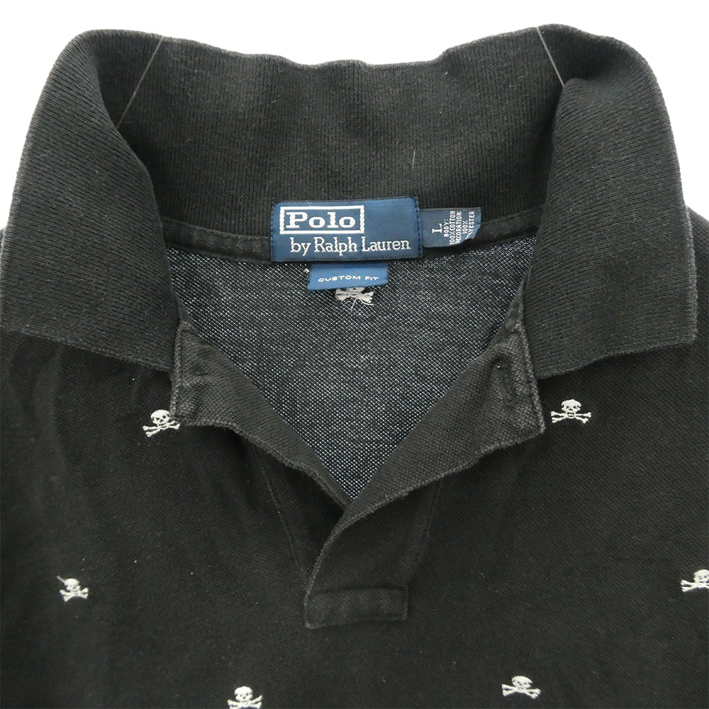 POLO RALPH LAUREN ポロ・ラルフローレン スカル 刺繍 ポロシャツ 半袖 ブラック系 L【中古】