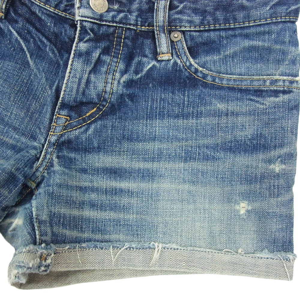HYSTERIC GLAMOUR ヒステリックグラマー ダメージ加工 デニム スタッズ ショーツ ショート パンツ インディゴブルー系 M【中古】