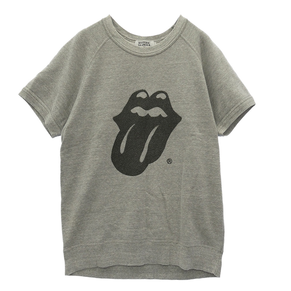 HYSTERIC GLAMOUR ヒステリックグラマー 0221CS04 × ROLLING STONES ローリング ストーンズ プリント スウェット 半袖 グレー系 L【中古】