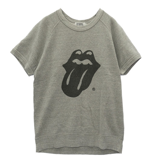 HYSTERIC GLAMOUR ヒステリックグラマー 0221CS04 × ROLLING STONES ローリング ストーンズ プリント スウェット 半袖 グレー系 L【中古】