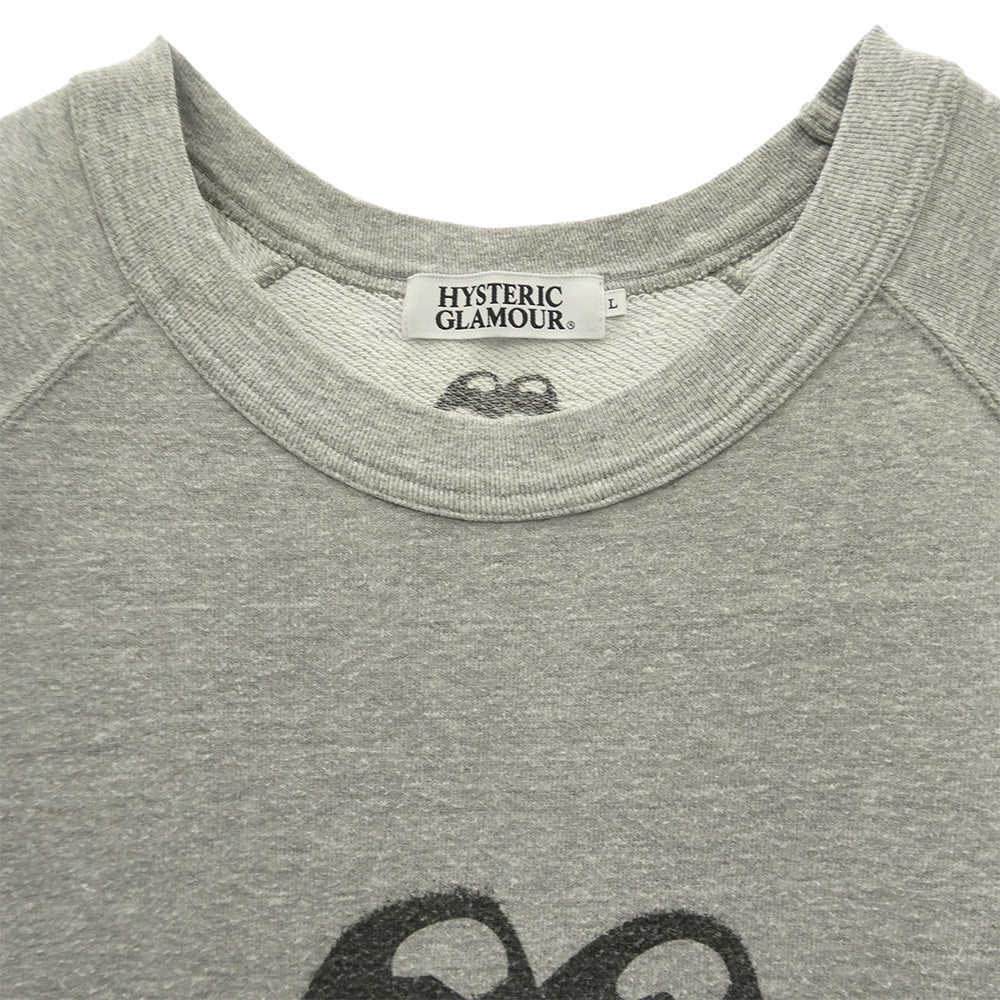 HYSTERIC GLAMOUR ヒステリックグラマー 0221CS04 × ROLLING STONES ローリング ストーンズ プリント スウェット 半袖 グレー系 L【中古】