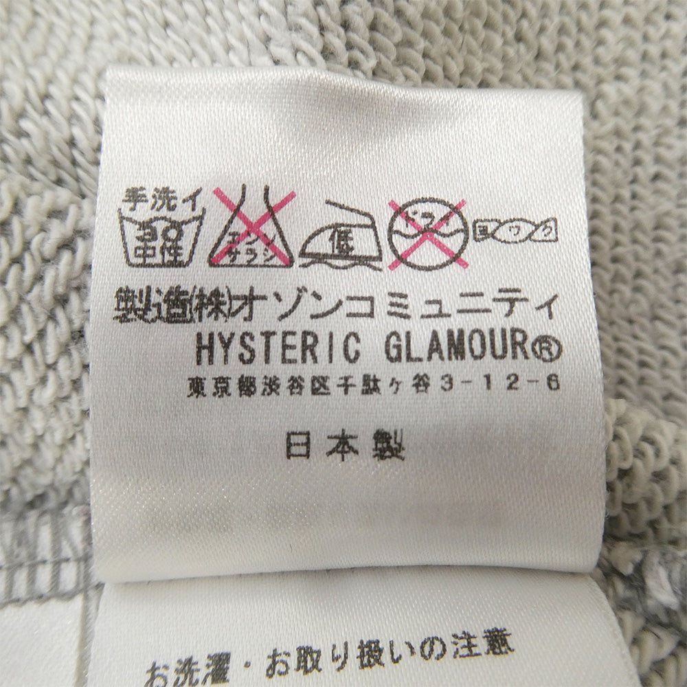 HYSTERIC GLAMOUR ヒステリックグラマー 0221CS04 × ROLLING STONES ローリング ストーンズ プリント スウェット 半袖 グレー系 L【中古】