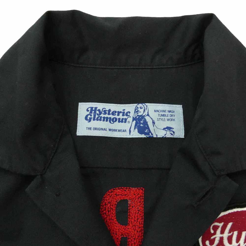 HYSTERIC GLAMOUR ヒステリックグラマー HYS ヒスガール 刺繍 ワーク シャツ 半袖 ブラック系【中古】