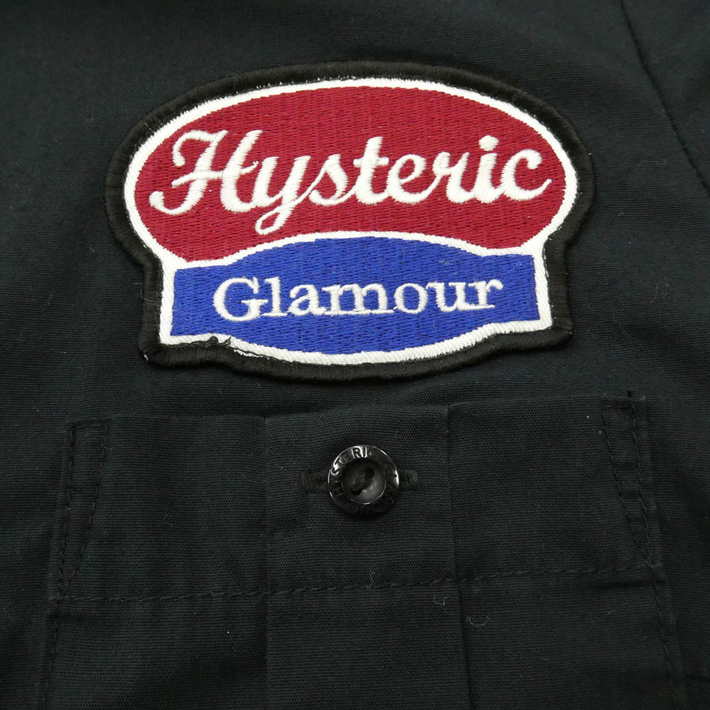HYSTERIC GLAMOUR ヒステリックグラマー HYS ヒスガール 刺繍 ワーク シャツ 半袖 ブラック系【中古】