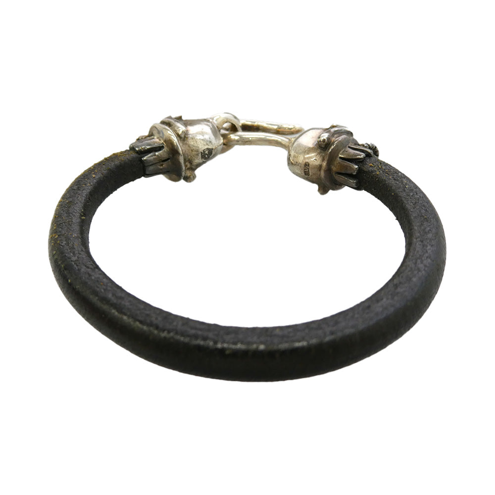 サーティーンデザインズ スカル レザー ブレスレット ブラック系 シルバー系【中古】