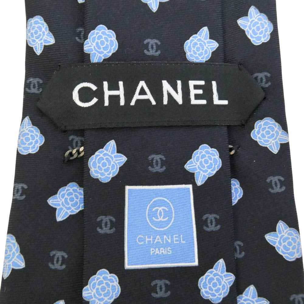 CHANEL シャネル ココマーク カメリア ネクタイ ブラック系 ブルー系【中古】