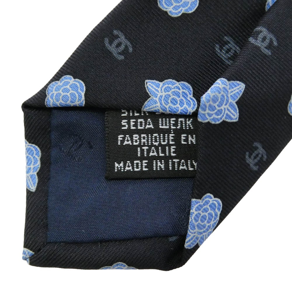 CHANEL シャネル ココマーク カメリア ネクタイ ブラック系 ブルー系【中古】