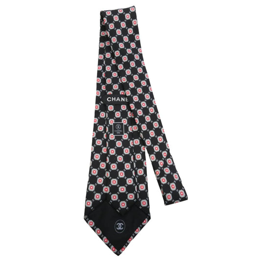 CHANEL シャネル 総柄 ココマーク ネクタイ ブラック系 レッド系【中古】