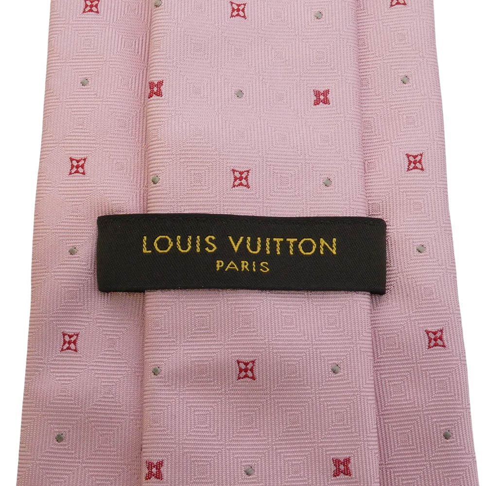 LOUIS VUITTON ルイ・ヴィトン 総柄 シルク ネクタイ ピンク系【中古】