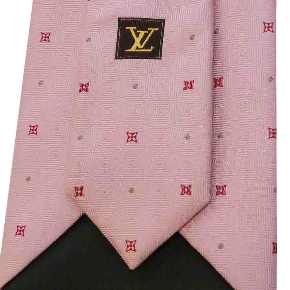 LOUIS VUITTON ルイ・ヴィトン 総柄 シルク ネクタイ ピンク系【中古】