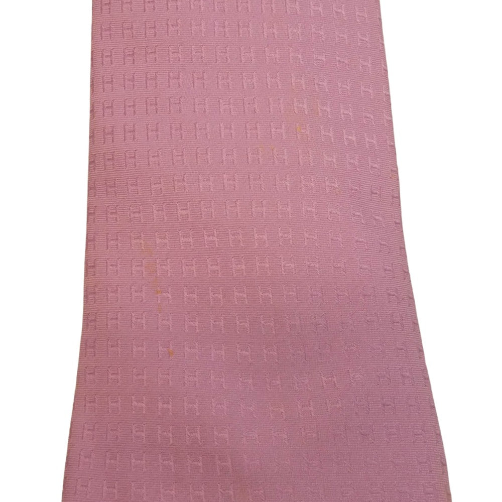 HERMES エルメス ファソネ Hロゴ 総柄 シルク ネクタイ ピンク系【中古】