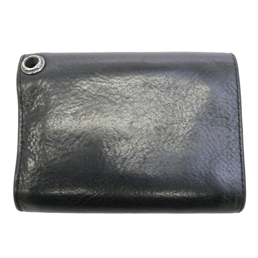 CHROME HEARTS クロムハーツ（原本無） 3FOLD 3フォールド クロスボール レザー ウォレット 三つ折り財布 ブラック系【中古】