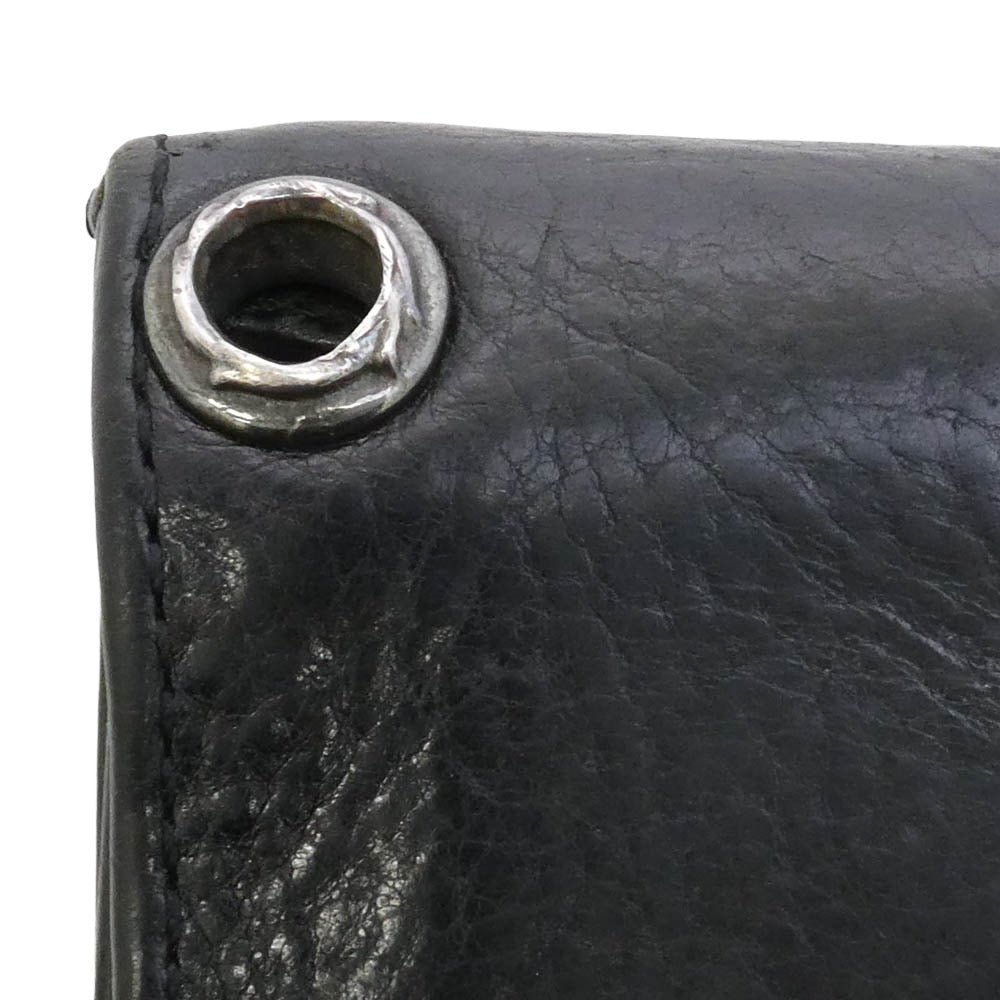 CHROME HEARTS クロムハーツ（原本無） 3FOLD 3フォールド クロスボール レザー ウォレット 三つ折り財布 ブラック系【中古】