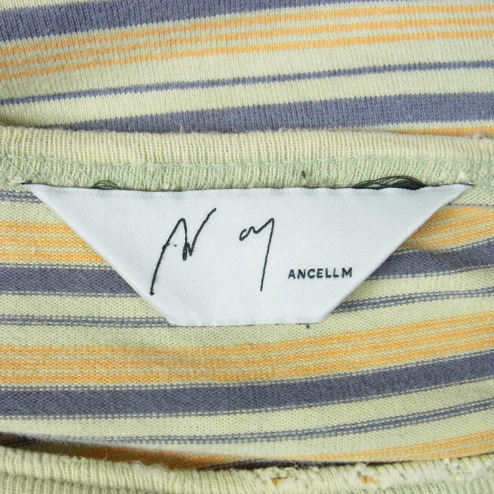 ANCELLM アンセルム ACW-05 WISM別注 DAMEGE BORDER T-SH ダメージ加工 ボーダー 半袖 Tシャツ イエロー系 2【中古】