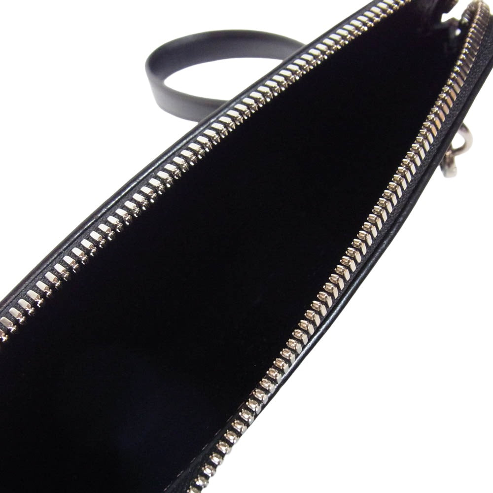 WILDSWANS ワイルドスワンズ MINAS (LL) SADDLE PULL UP + HANDSTRAP ミナス サドルプルアップレザー ハンドストラップ付き マルチケース ポーチ ブラック系【美品】【中古】
