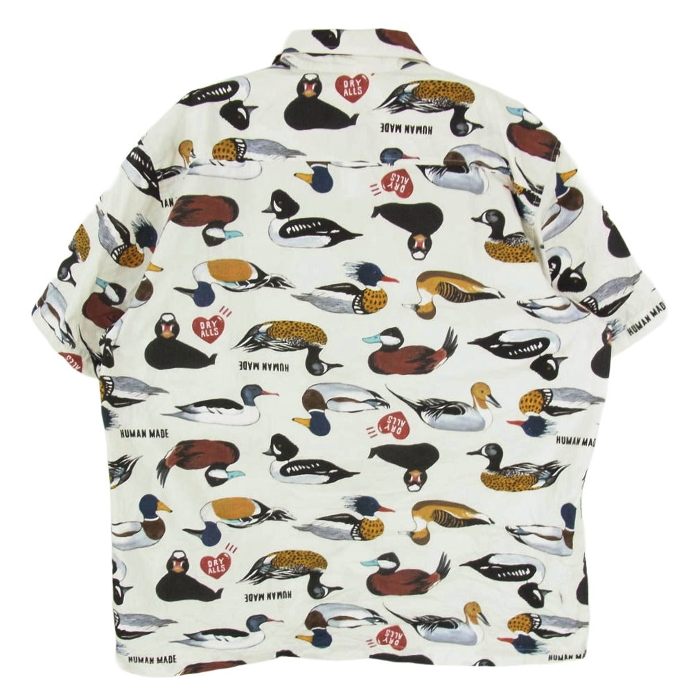 HUMAN MADE ヒューマンメイド Duck Shirt Short Sleeve ダック 総柄 半袖 シャツ オフホワイト系 XL【中古】