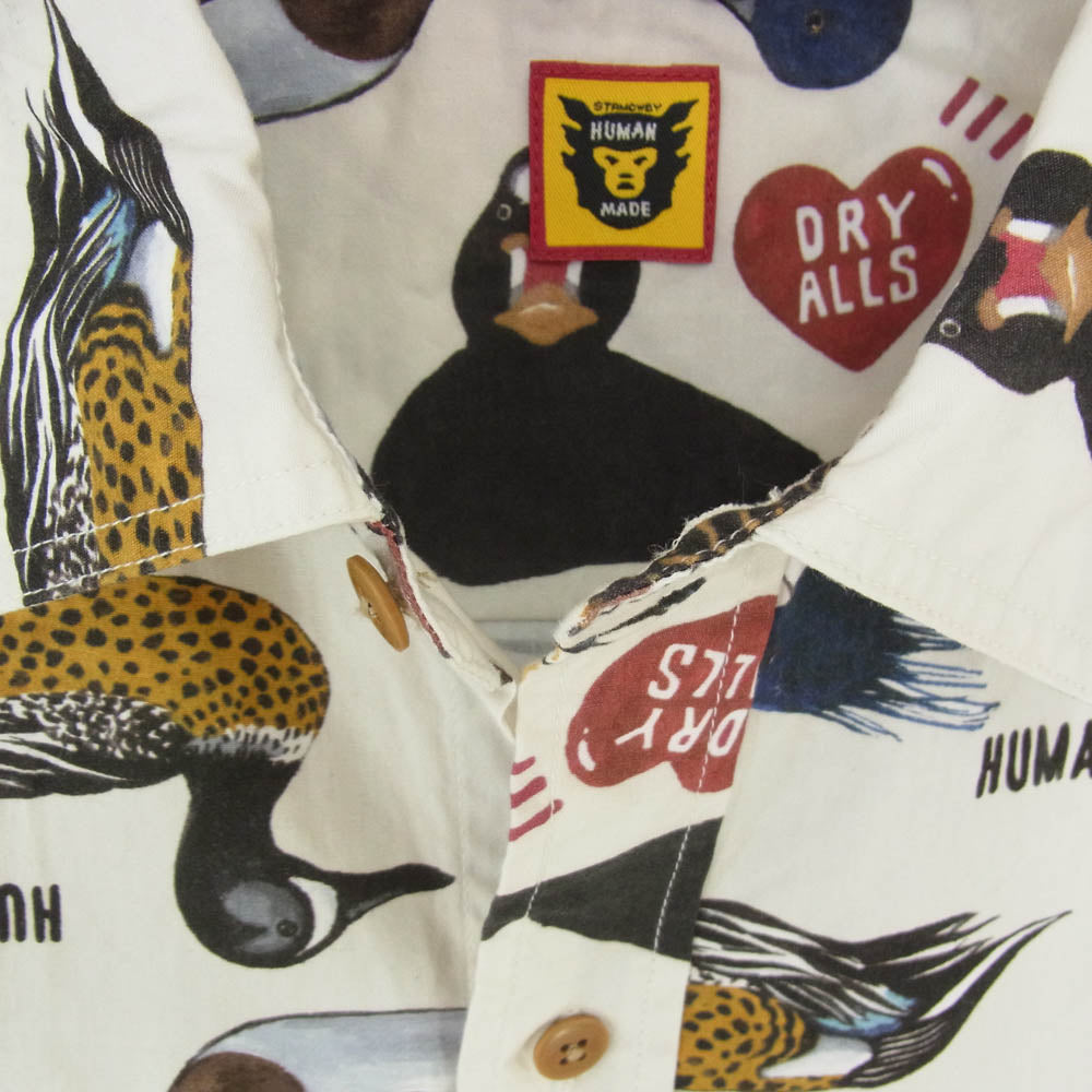HUMAN MADE ヒューマンメイド Duck Shirt Short Sleeve ダック 総柄 半袖 シャツ オフホワイト系 XL【中古】