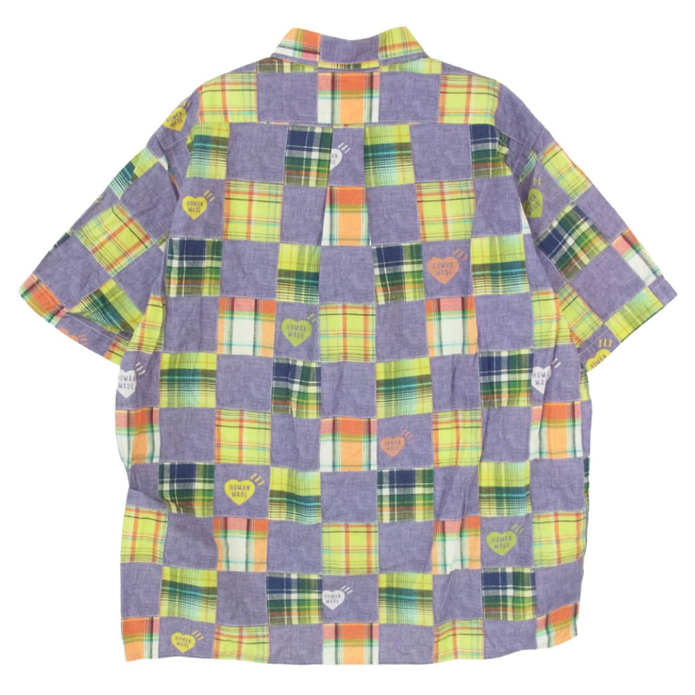 HUMAN MADE ヒューマンメイド PATCHWORK PRINTED SHIRT パッチワーク プリント 半袖 シャツ パープル系 XL【美品】【中古】