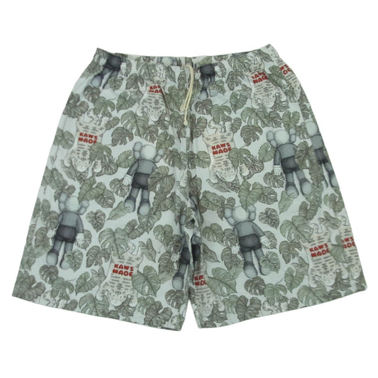 HUMAN MADE ヒューマンメイド 24SS XX27PT007 KAWS カウズ Kaws Made Aloha Shorts アロハ ショーツ ショート ハーフ パンツ ホワイト系 グレー系 グリーン系 XL【美品】【中古】