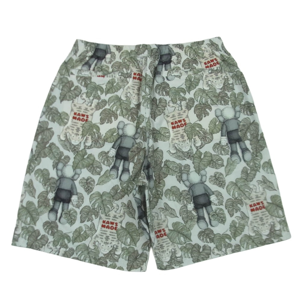 HUMAN MADE ヒューマンメイド 24SS XX27PT007 KAWS カウズ Kaws Made Aloha Shorts アロハ ショーツ ショート ハーフ パンツ ホワイト系 グレー系 グリーン系 XL【美品】【中古】