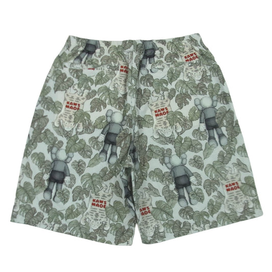 HUMAN MADE ヒューマンメイド 24SS XX27PT007 KAWS カウズ Kaws Made Aloha Shorts アロハ ショーツ ショート ハーフ パンツ ホワイト系 グレー系 グリーン系 XL【美品】【中古】