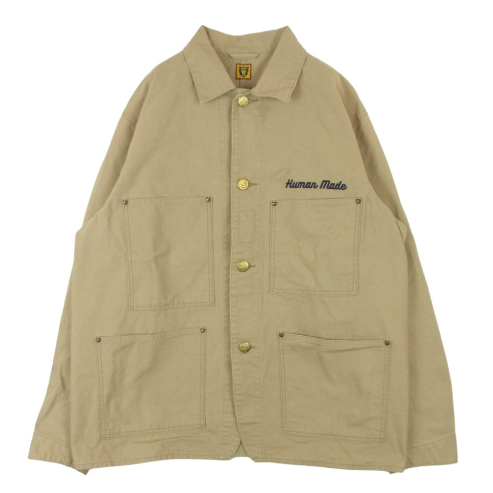 HUMAN MADE ヒューマンメイド 24AW HM28JK013 Washed Duck Coverall Jacket ウォッシュド ダック 刺繍 カバーオール ジャケット ベージュ系 XXL【中古】