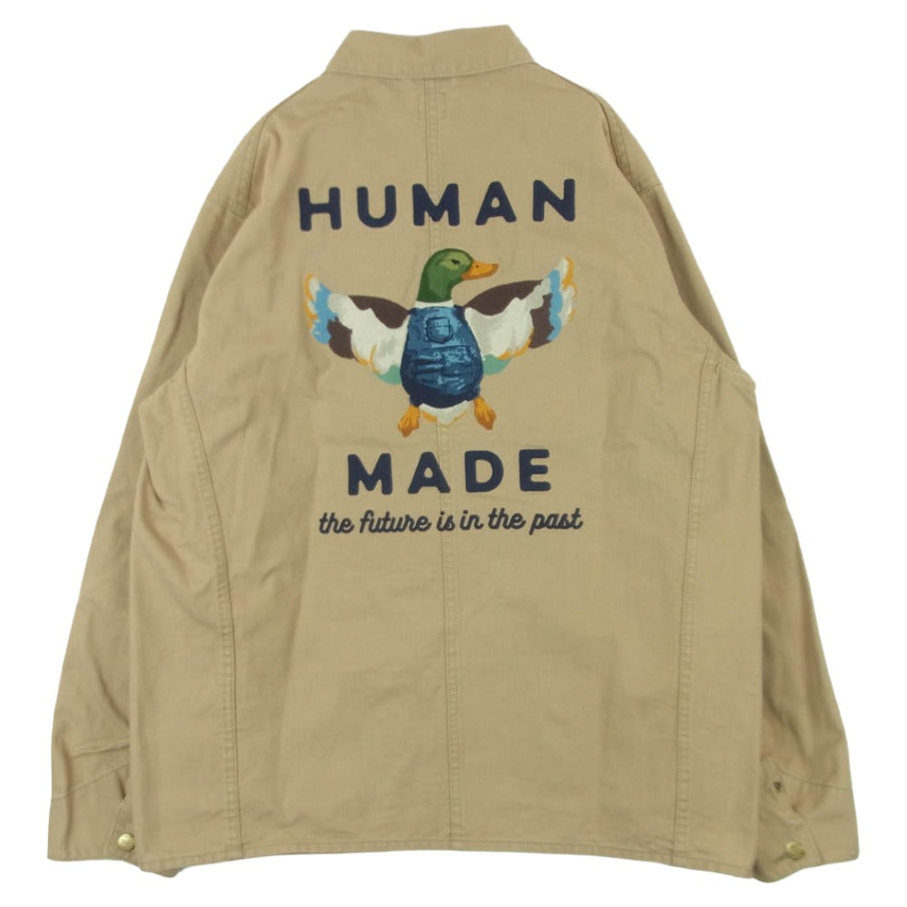 HUMAN MADE ヒューマンメイド 24AW HM28JK013 Washed Duck Coverall Jacket ウォッシュド ダック 刺繍 カバーオール ジャケット ベージュ系 XXL【中古】