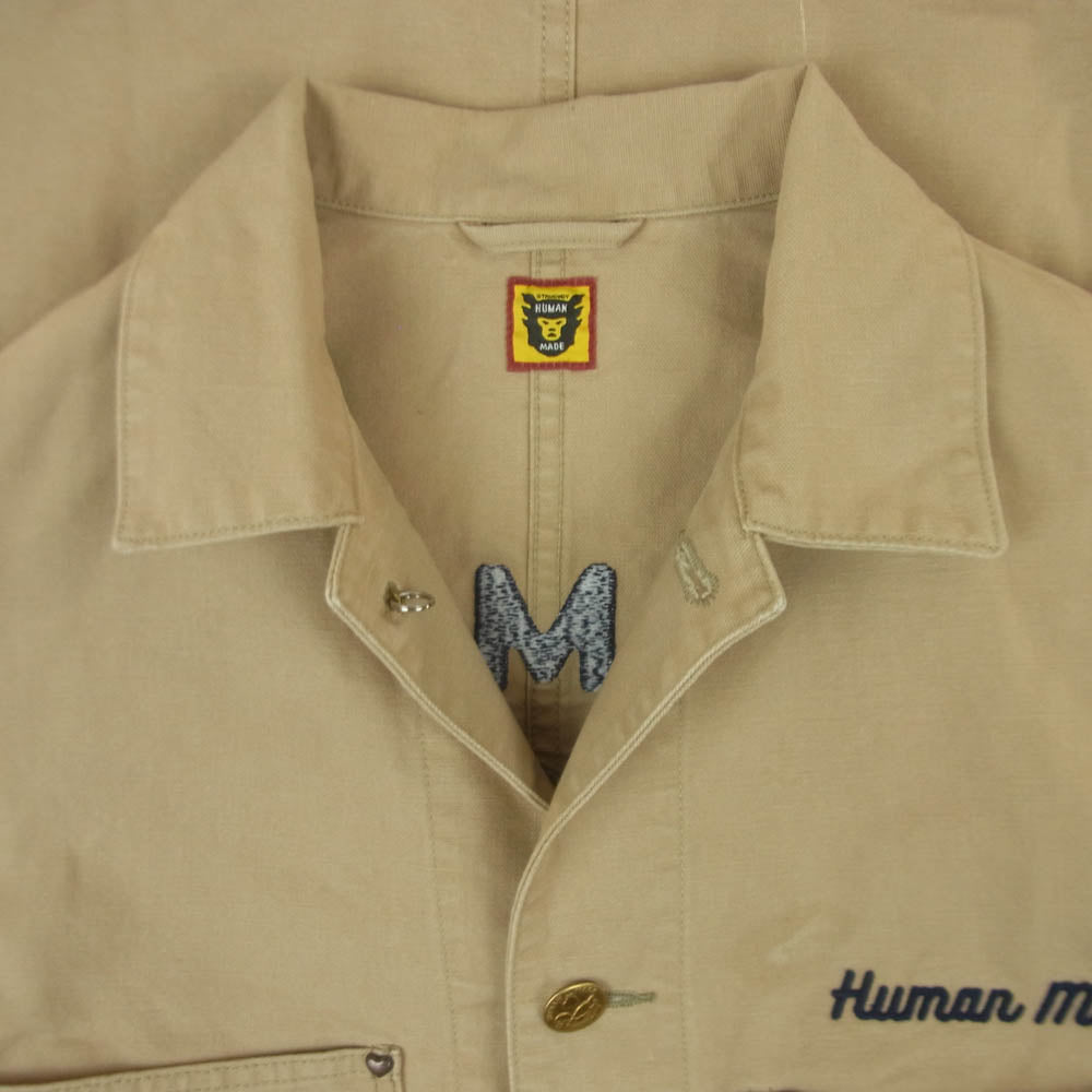 HUMAN MADE ヒューマンメイド 24AW HM28JK013 Washed Duck Coverall Jacket ウォッシュド ダック 刺繍 カバーオール ジャケット ベージュ系 XXL【中古】