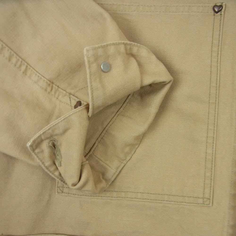 HUMAN MADE ヒューマンメイド 24AW HM28JK013 Washed Duck Coverall Jacket ウォッシュド ダック 刺繍 カバーオール ジャケット ベージュ系 XXL【中古】