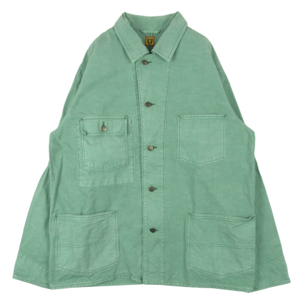 HUMAN MADE ヒューマンメイド GARMENT DYED COVERALL JACKET 刺繍 ガーメントダイ カバーオール ジャケット ライトグリーン系 XXL【中古】