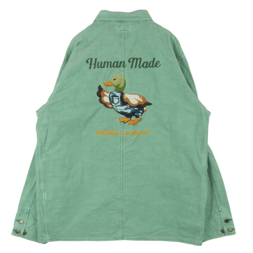 HUMAN MADE ヒューマンメイド GARMENT DYED COVERALL JACKET 刺繍 ガーメントダイ カバーオール ジャケット ライトグリーン系 XXL【中古】