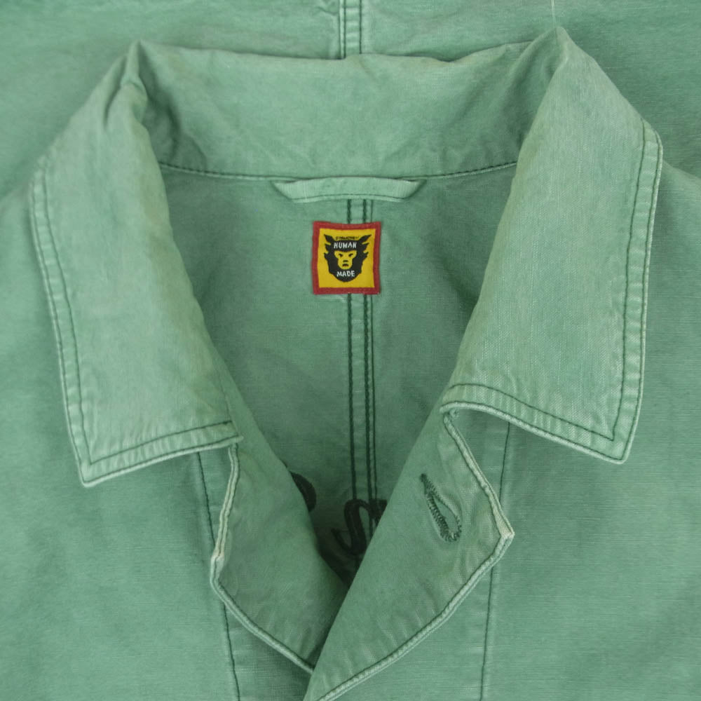 HUMAN MADE ヒューマンメイド GARMENT DYED COVERALL JACKET 刺繍 ガーメントダイ カバーオール ジャケット ライトグリーン系 XXL【中古】