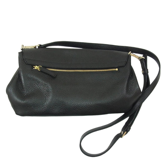 agnes b. アニエスベー ロゴ レザー ショルダーバッグ ブラック系【中古】