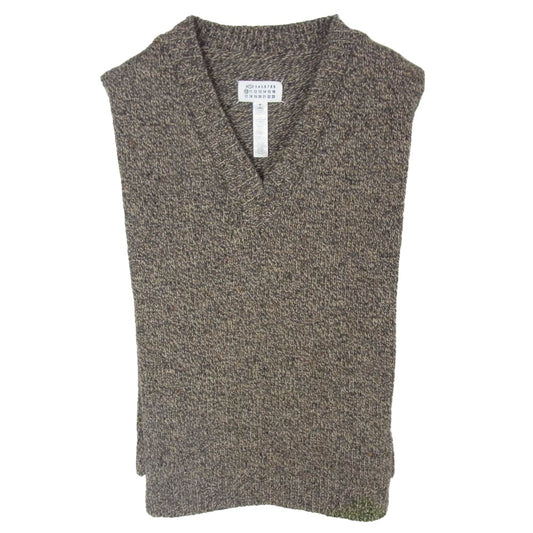 MAISON MARGIELA メゾンマルジェラ 24SS S50TH0064 タバード ニット ベスト Vネック アルパカ混 四つタグ 10ライン 1ライン ダークブラウン系 表記無し【中古】