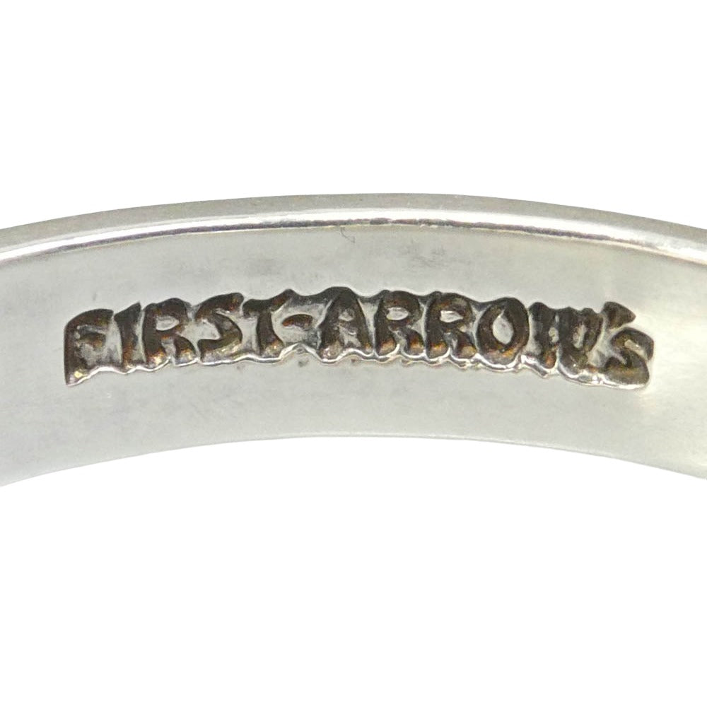 FIRST ARROW's ファーストアローズ BR-017 ギャランティ付属 ターコイズ付 平打 8mm プレーン バングル シルバー系【中古】