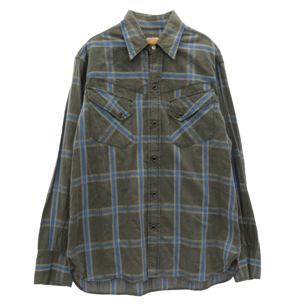 SUGAR CANE シュガーケーン SC22656 東洋エンタープライズ チェック ウエスタン シャツ 長袖シャツ グレー系 M【中古】