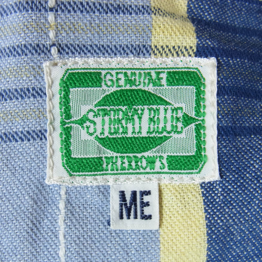 Pherrow's フェローズ STORMYBLUE チェック 半袖シャツ ストーミーブルー ME【中古】