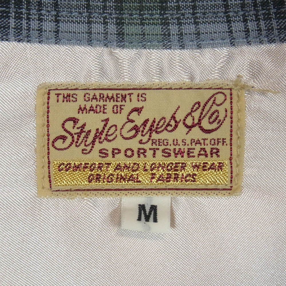 STYLE EYES スタイルアイズ SE23161 東洋エンタープライズ チェック 刺? 長袖 オープンカラー シャツ ブルー系 M【中古】
