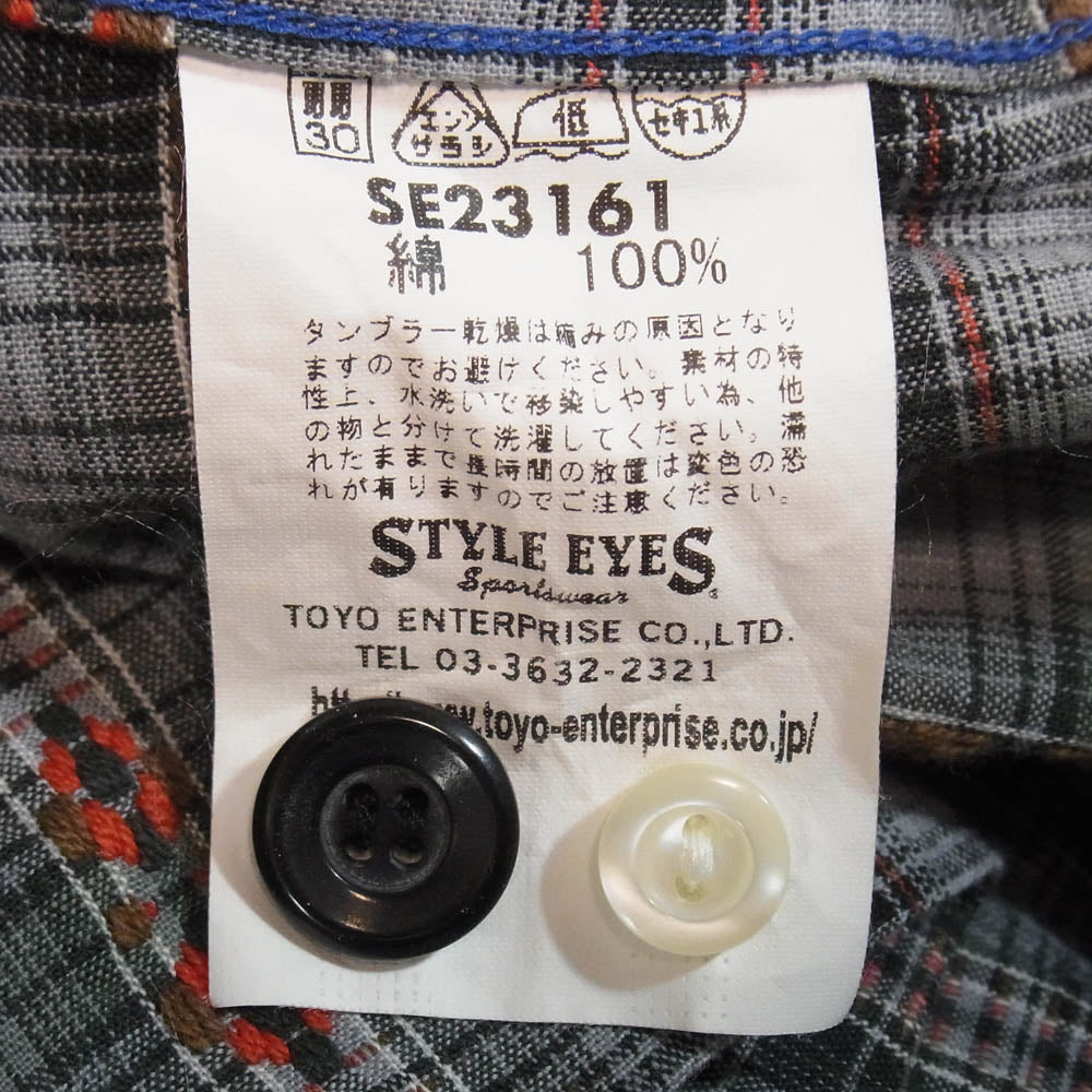STYLE EYES スタイルアイズ SE23161 東洋エンタープライズ チェック 刺? 長袖 オープンカラー シャツ ブルー系 M【中古】