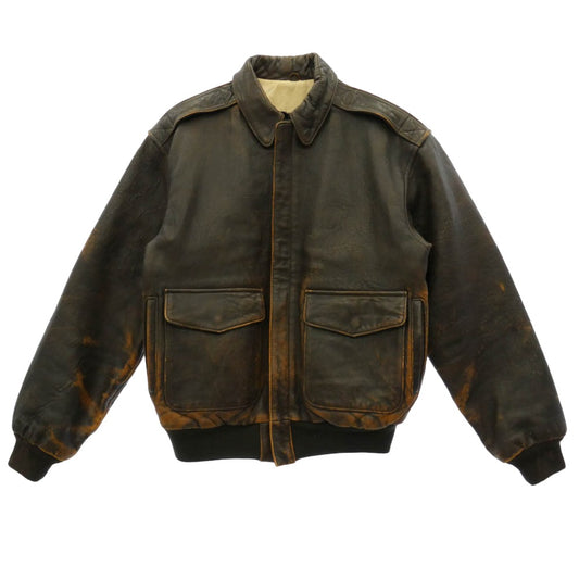 AVIREX アヴィレックス A-2 ITALY 1 LIRA フライトジャケット レザージャケット ダークブラウン系 S【中古】