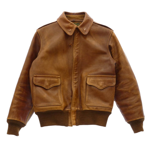 The REAL McCOY'S ザリアルマッコイズ 旧マッコイ ニュージーランド製 A-2 フライトジャケット レザージャケット ブラウン系 36【中古】