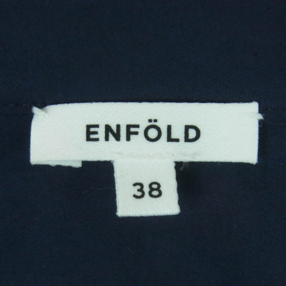 ENFOLD エンフォルド 300ES230-3130 タイプライター Vネック ブラウス 長袖 シャツ ネイビー系 143 D/NVY 38【中古】
