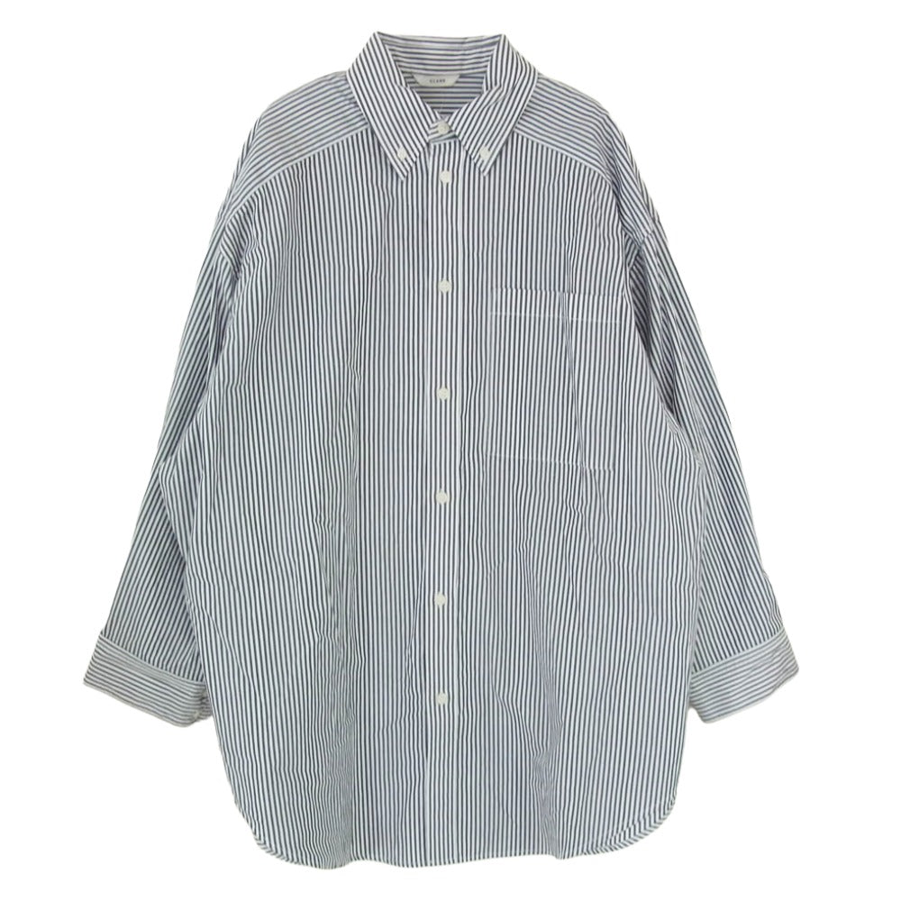 CLANE クラネ 14122-4102 HUGE SHIRT ヒュージ シャツ ストライプ ボタンダウン 長袖シャツ ブラック系 1【中古】