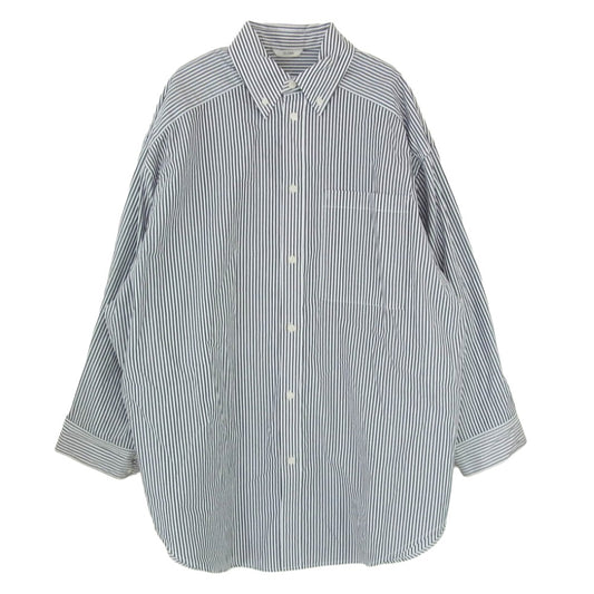 CLANE クラネ 14122-4102 HUGE SHIRT ヒュージ シャツ ストライプ ボタンダウン 長袖シャツ ブラック系 1【中古】