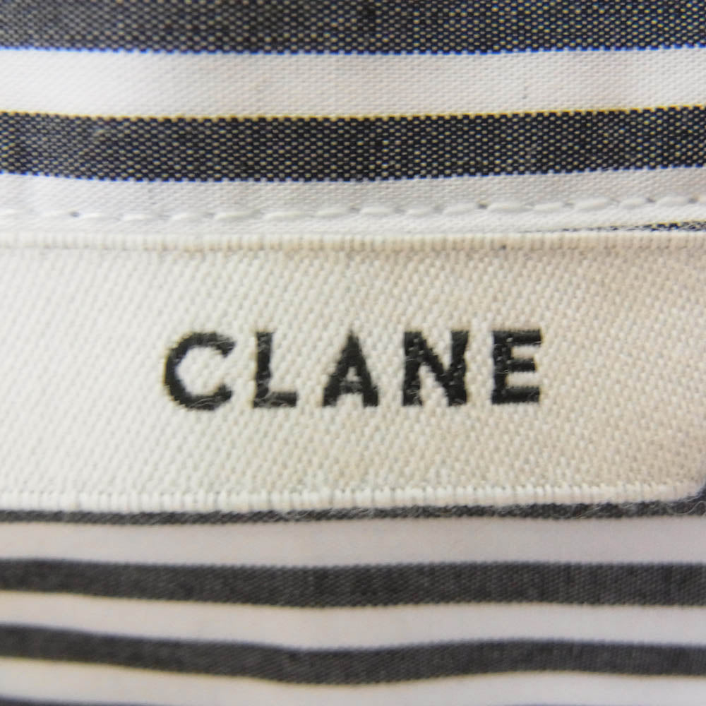 CLANE クラネ 14122-4102 HUGE SHIRT ヒュージ シャツ ストライプ ボタンダウン 長袖シャツ ブラック系 1【中古】