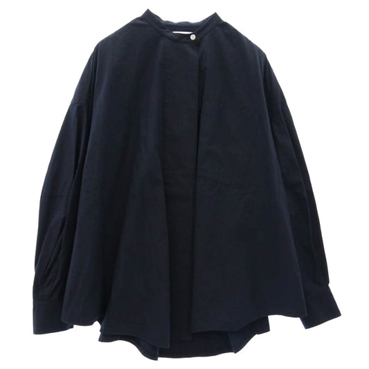 ENFOLD エンフォルド 22AW 300FA230-1850 WashedタイプライターHEXAGON SHIRT バンドカラー 長袖 シャツ ネイビー系 38【中古】