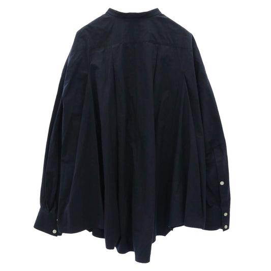 ENFOLD エンフォルド 22AW 300FA230-1850 WashedタイプライターHEXAGON SHIRT バンドカラー 長袖 シャツ ネイビー系 38【中古】