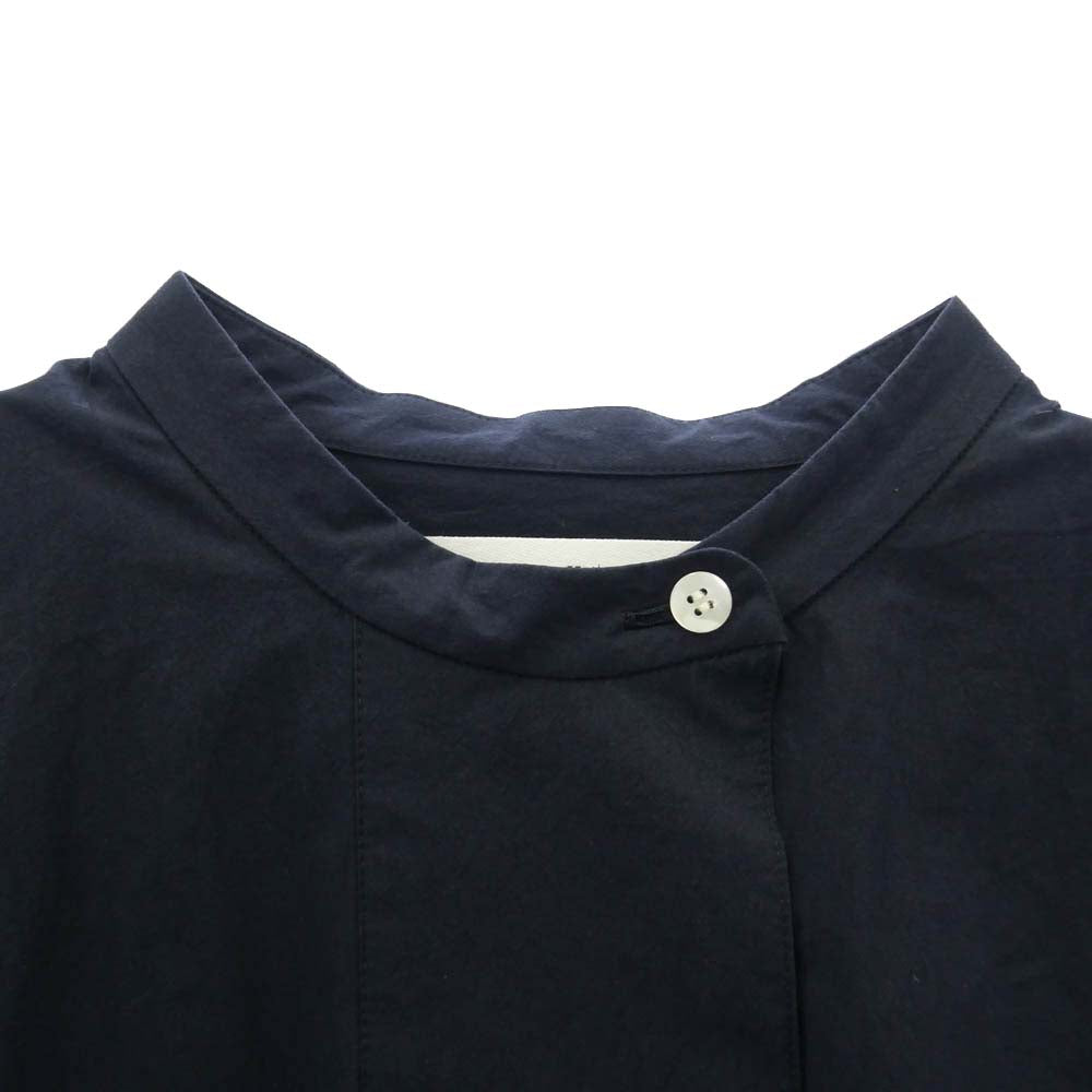 ENFOLD エンフォルド 22AW 300FA230-1850 WashedタイプライターHEXAGON SHIRT バンドカラー 長袖 シャツ ネイビー系 38【中古】
